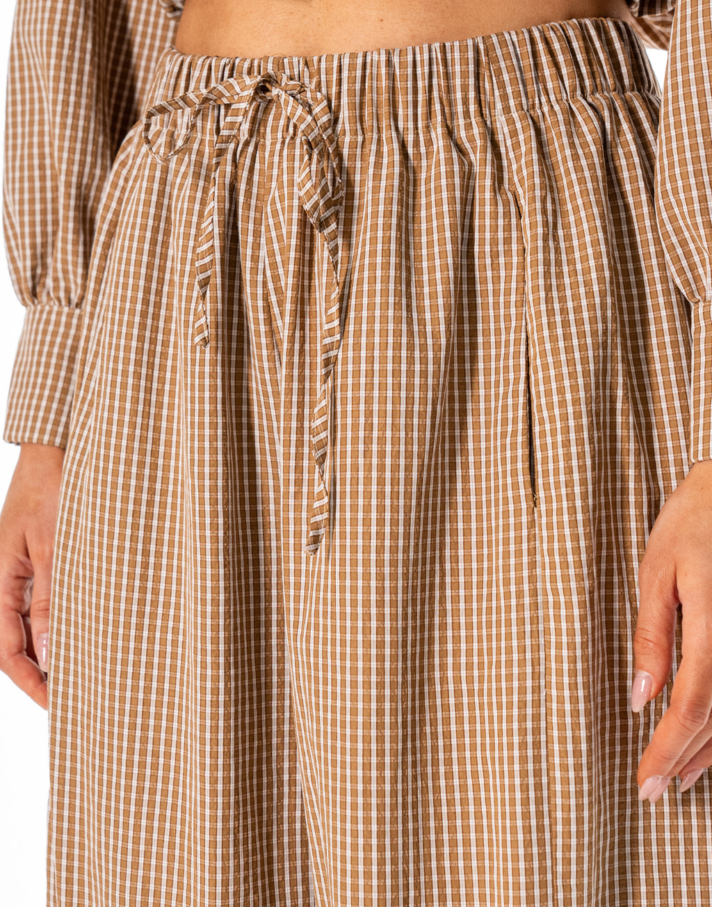 Striped Shirt And Pant Set - Brown