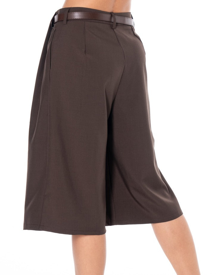 Pleated Bermuda Shorts - Coffee