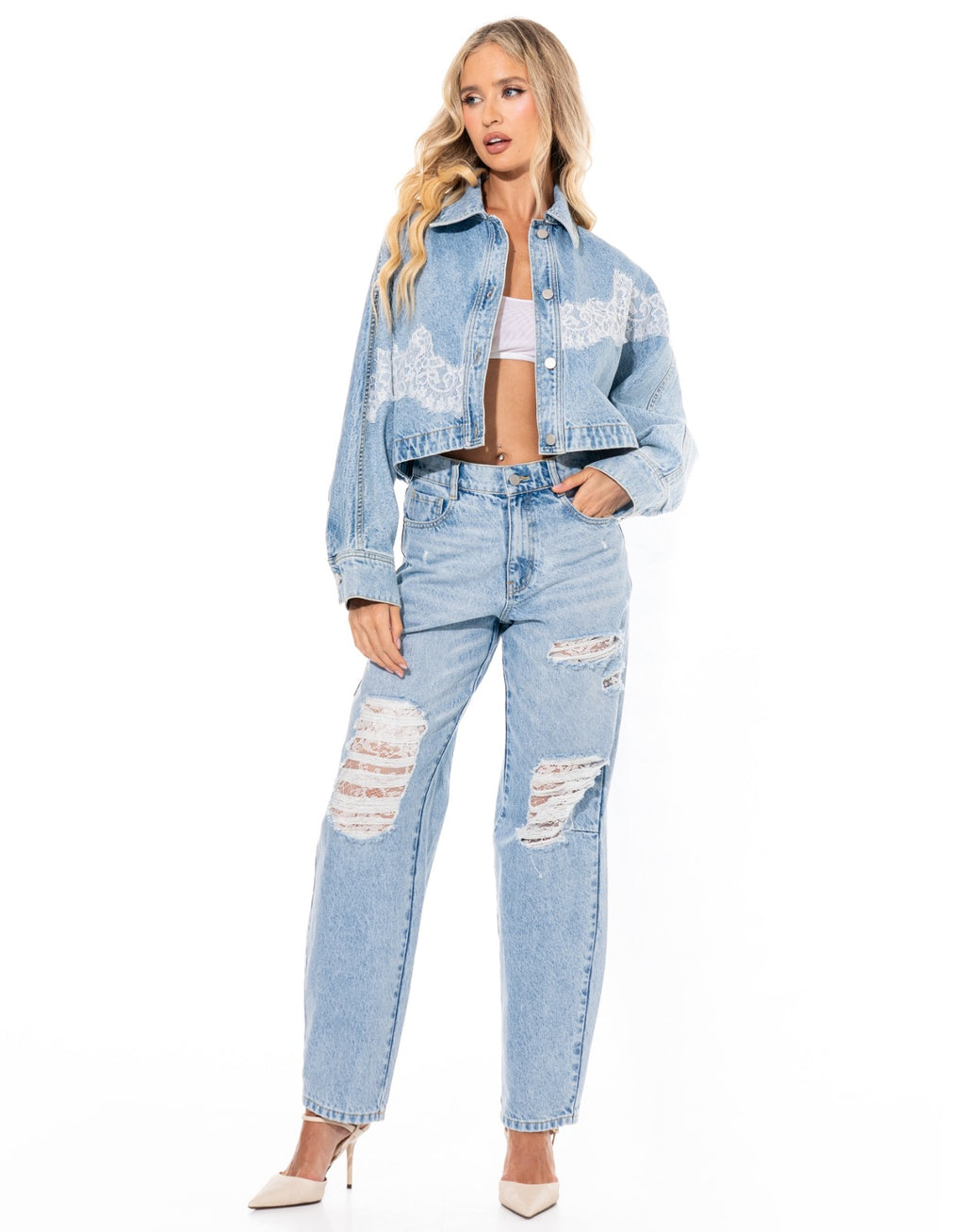 Denim Lace Jacket - Denim