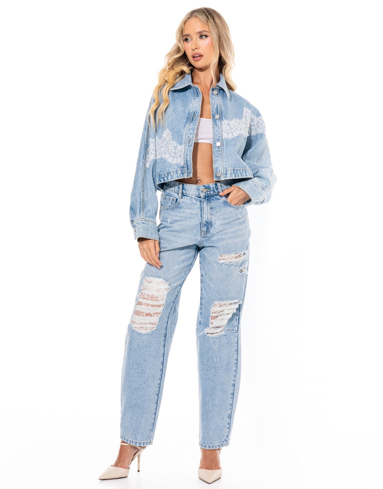 Denim Lace Jacket - Denim