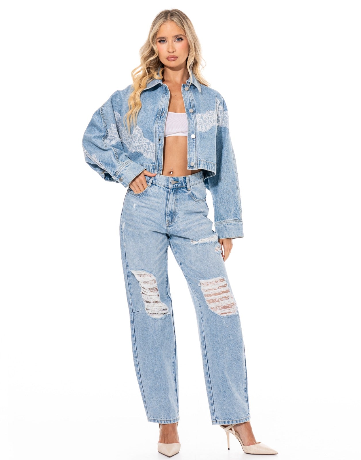 Denim Lace Jacket - Denim