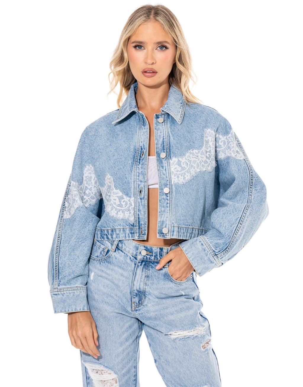 Denim Lace Jacket - Denim