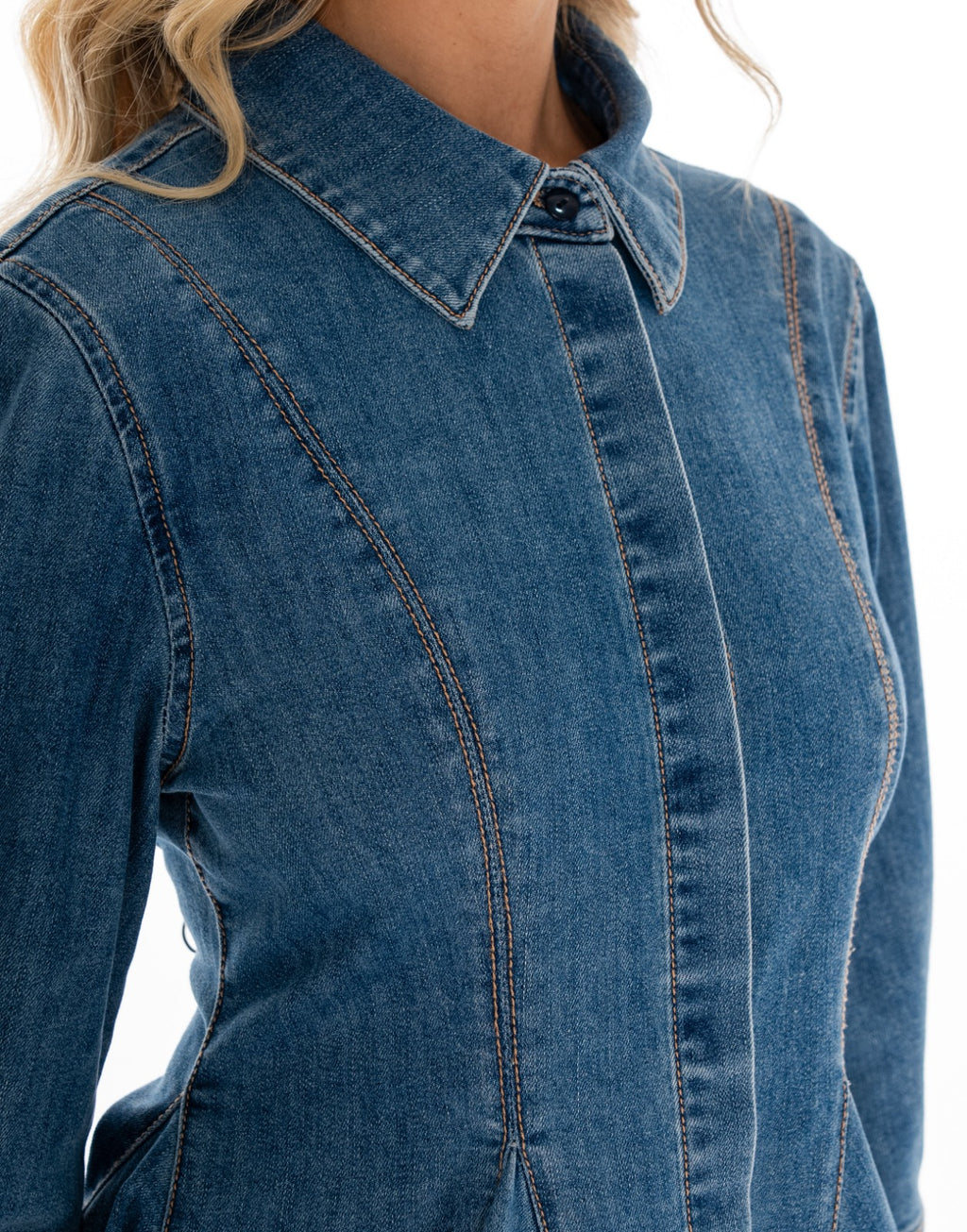 Denim Peplum Jacket - Denim