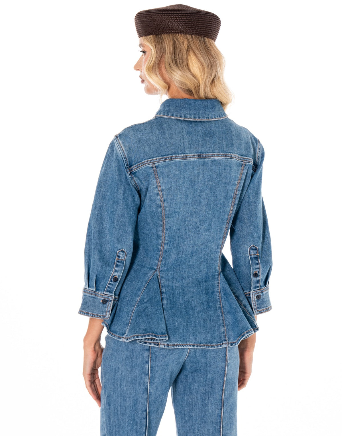 Denim Peplum Jacket - Denim