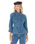 Denim Peplum Jacket - Denim