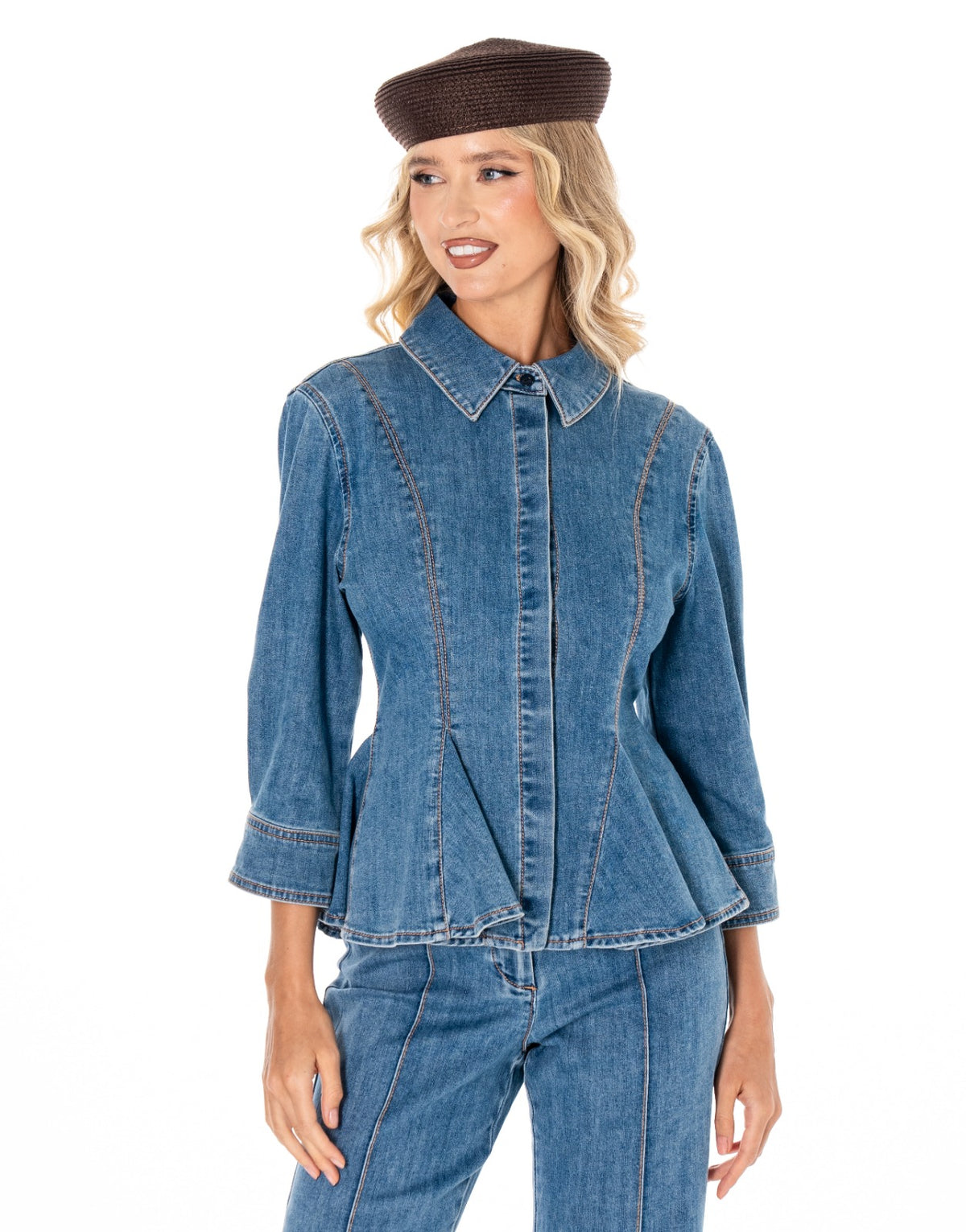 Denim Peplum Jacket - Denim