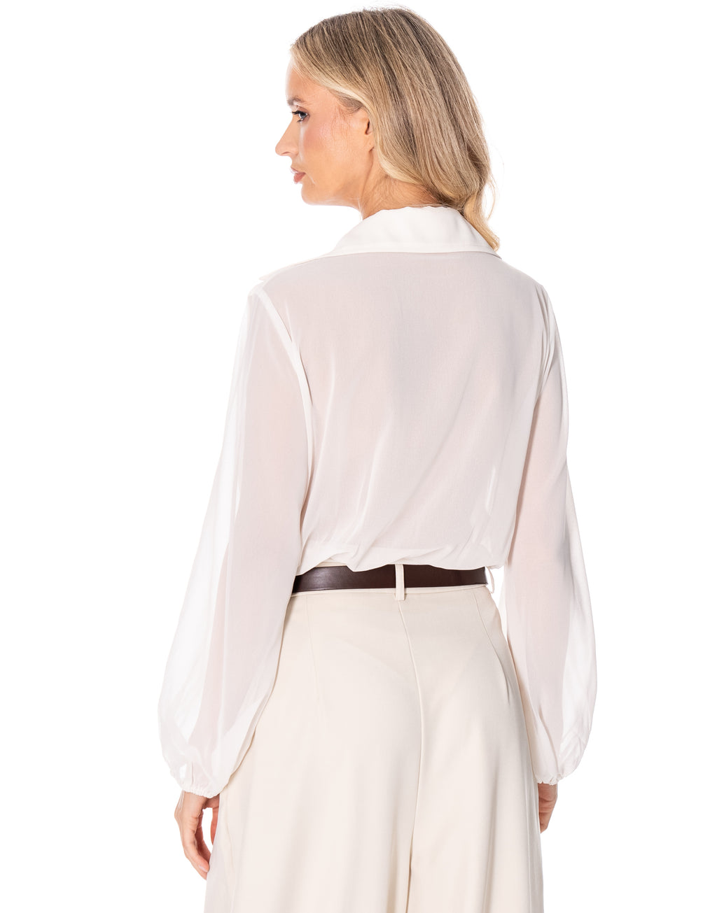 Chiffon Surplice Bodysuit - Offwhite