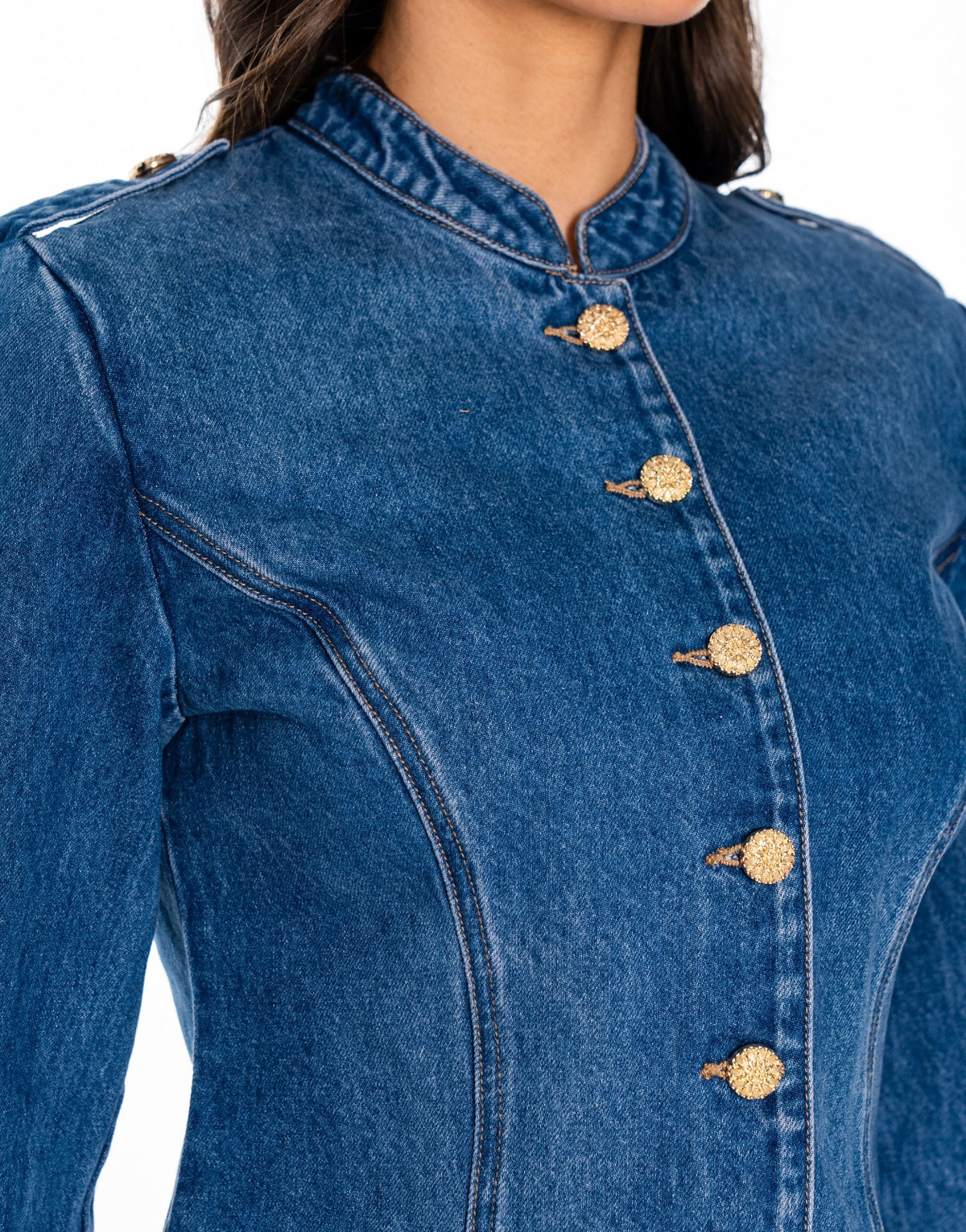 Denim Peplum Jacket - Denim