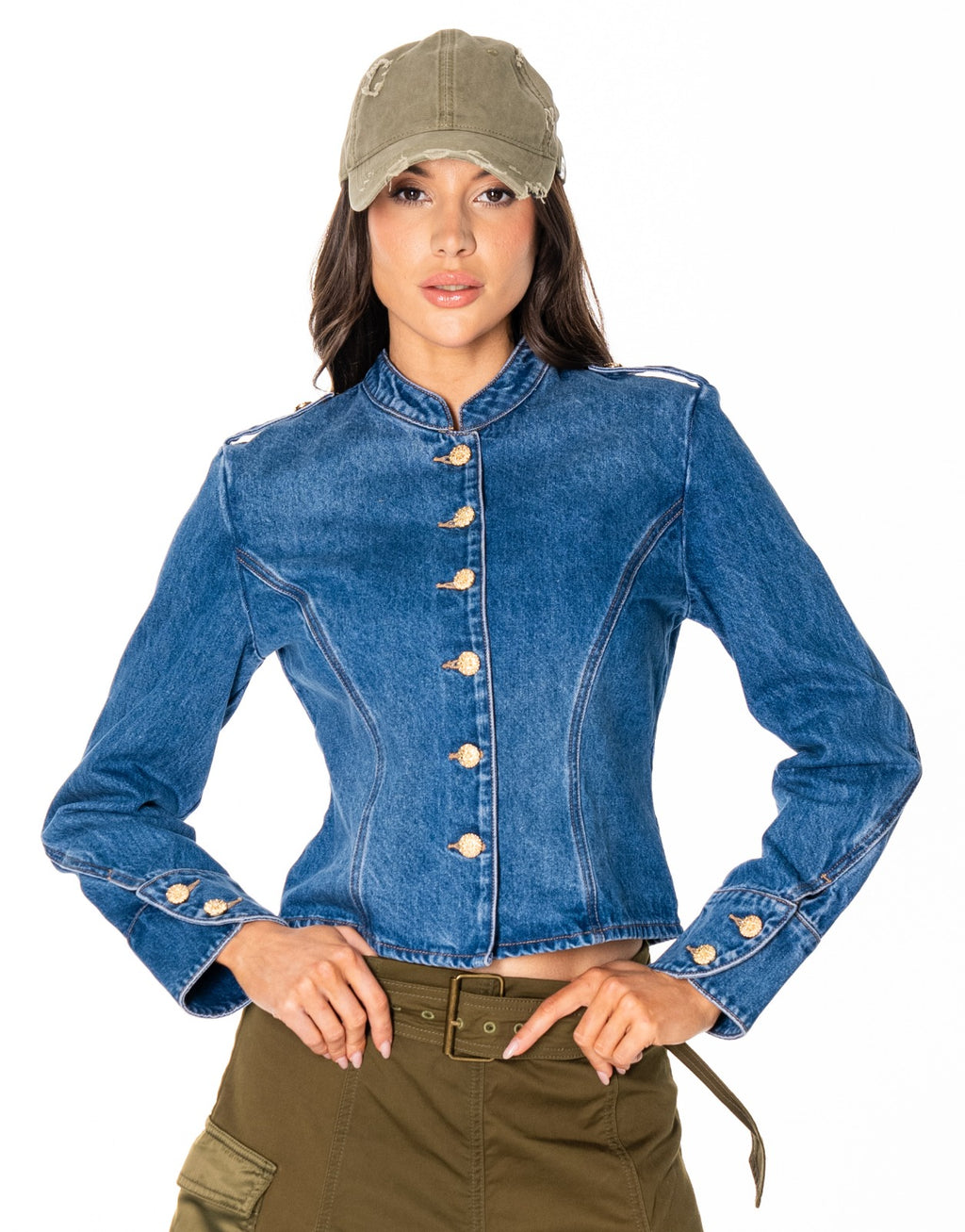Denim Peplum Jacket - Denim