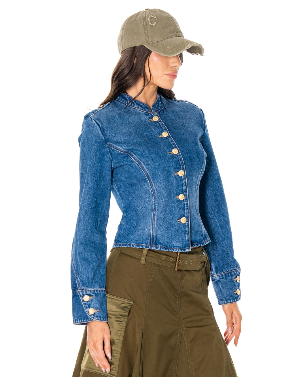 Denim Peplum Jacket - Denim