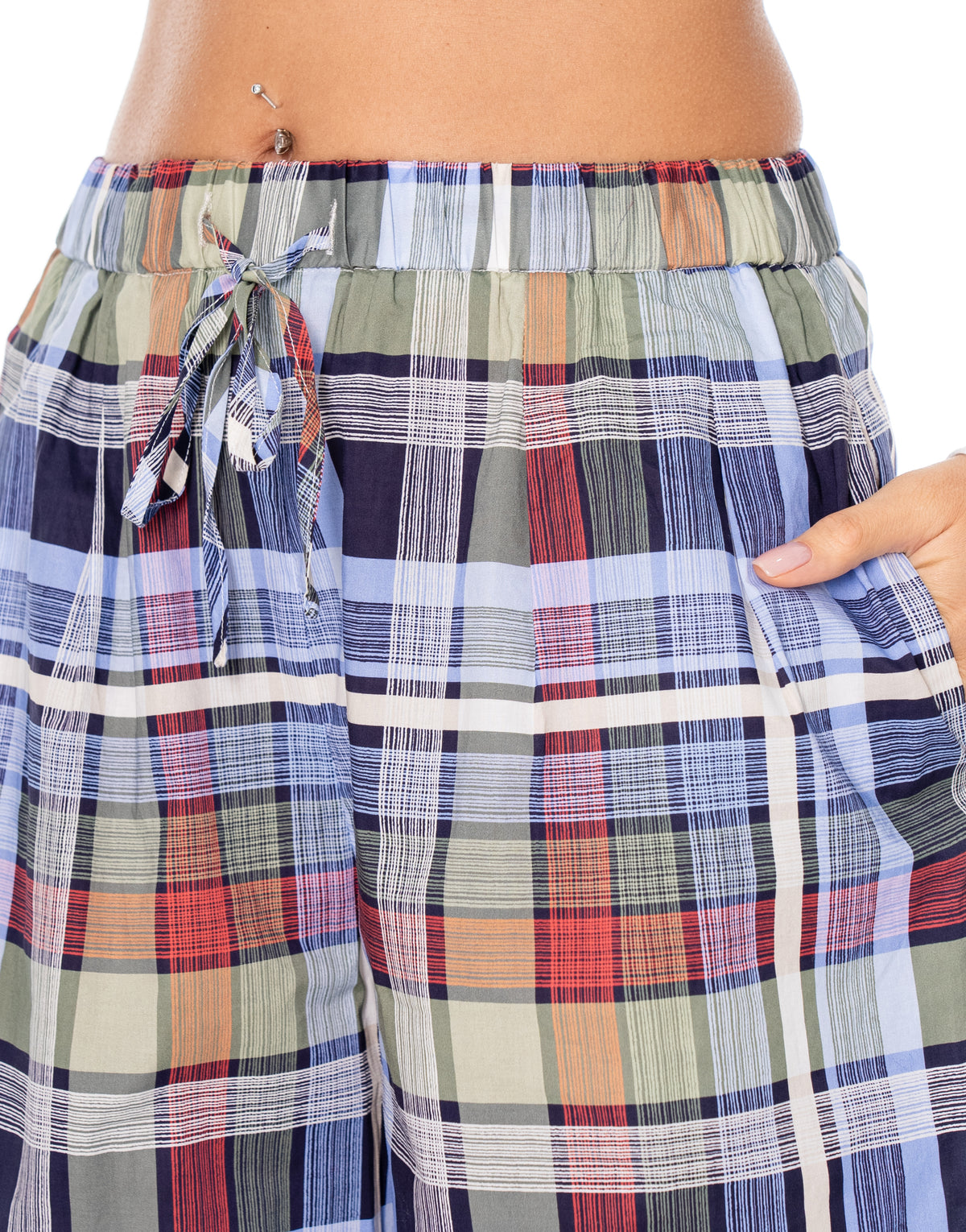 Plaid Balloon Pants - Blue