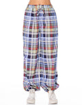 Plaid Balloon Pants - Blue