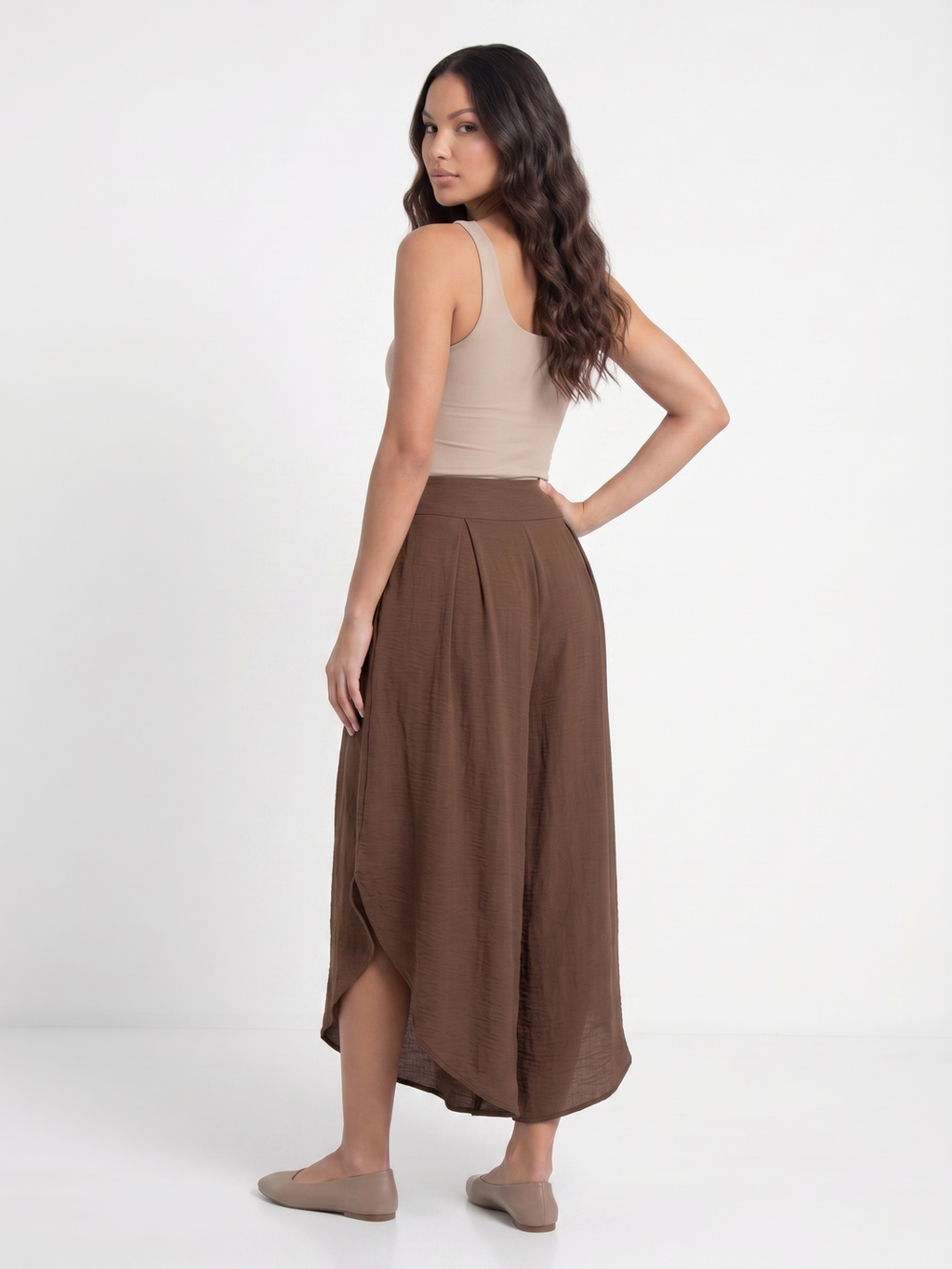 Wide Leg Culottes - Brown