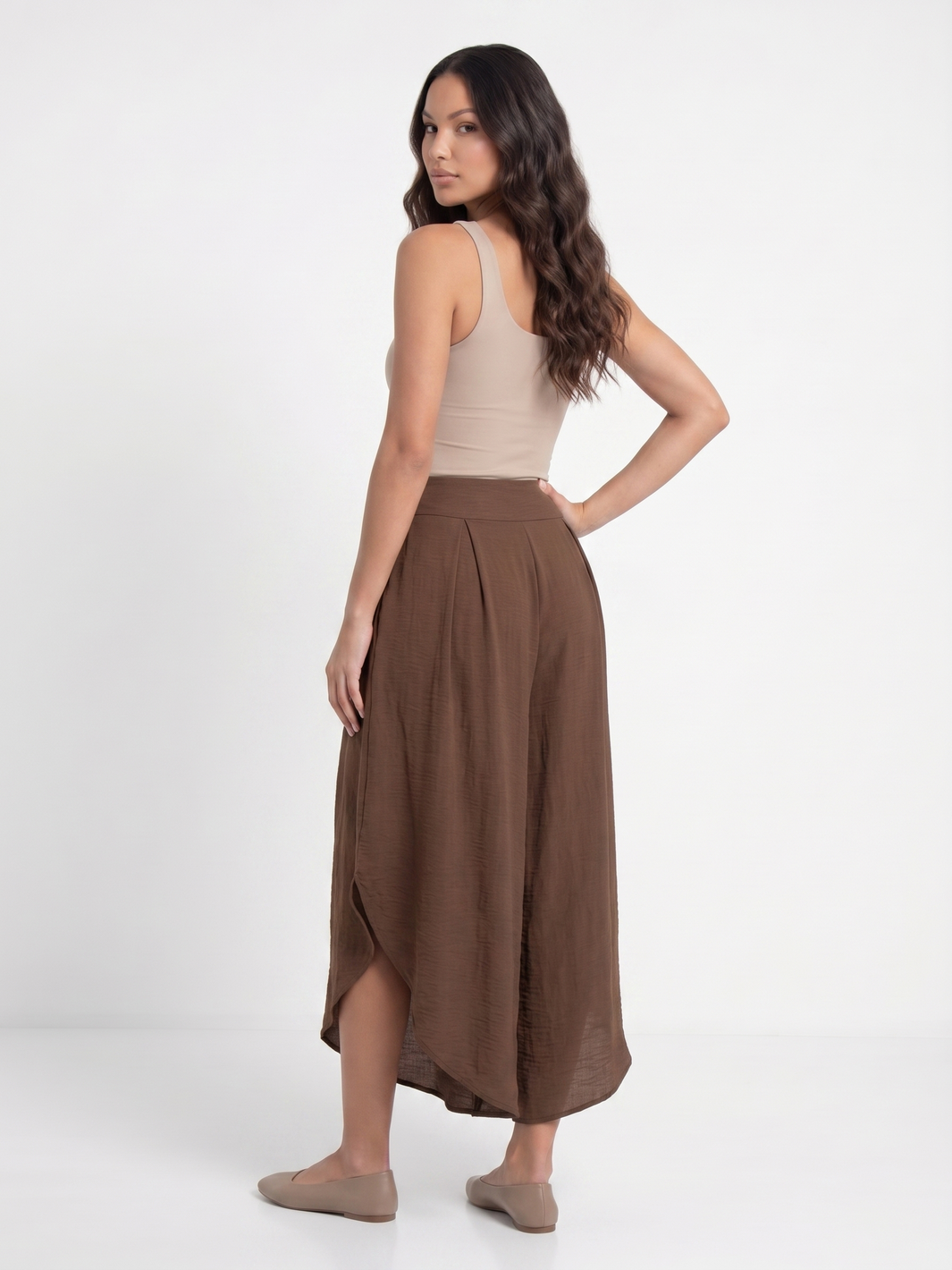 Wide Leg Culottes - Brown