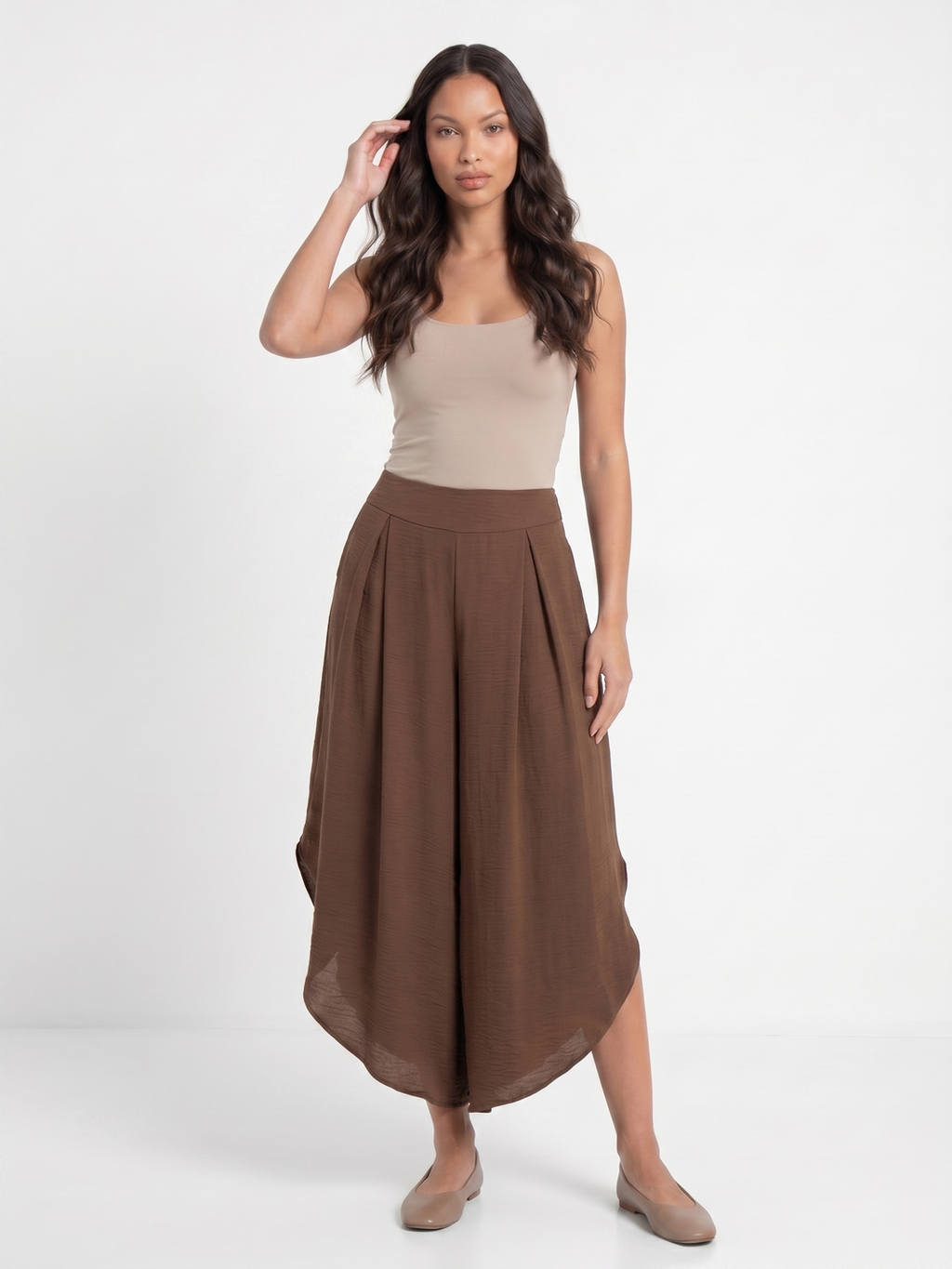 Wide Leg Culottes - Brown