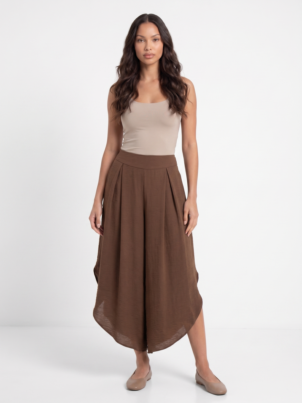 Wide Leg Culottes - Brown