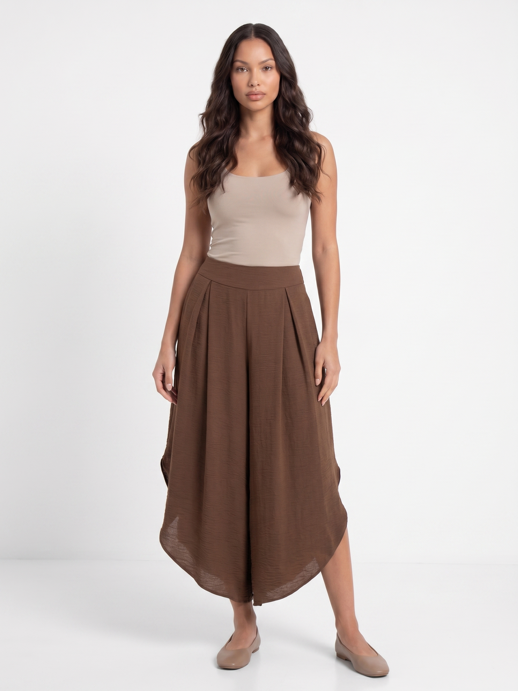 Wide Leg Culottes - Brown