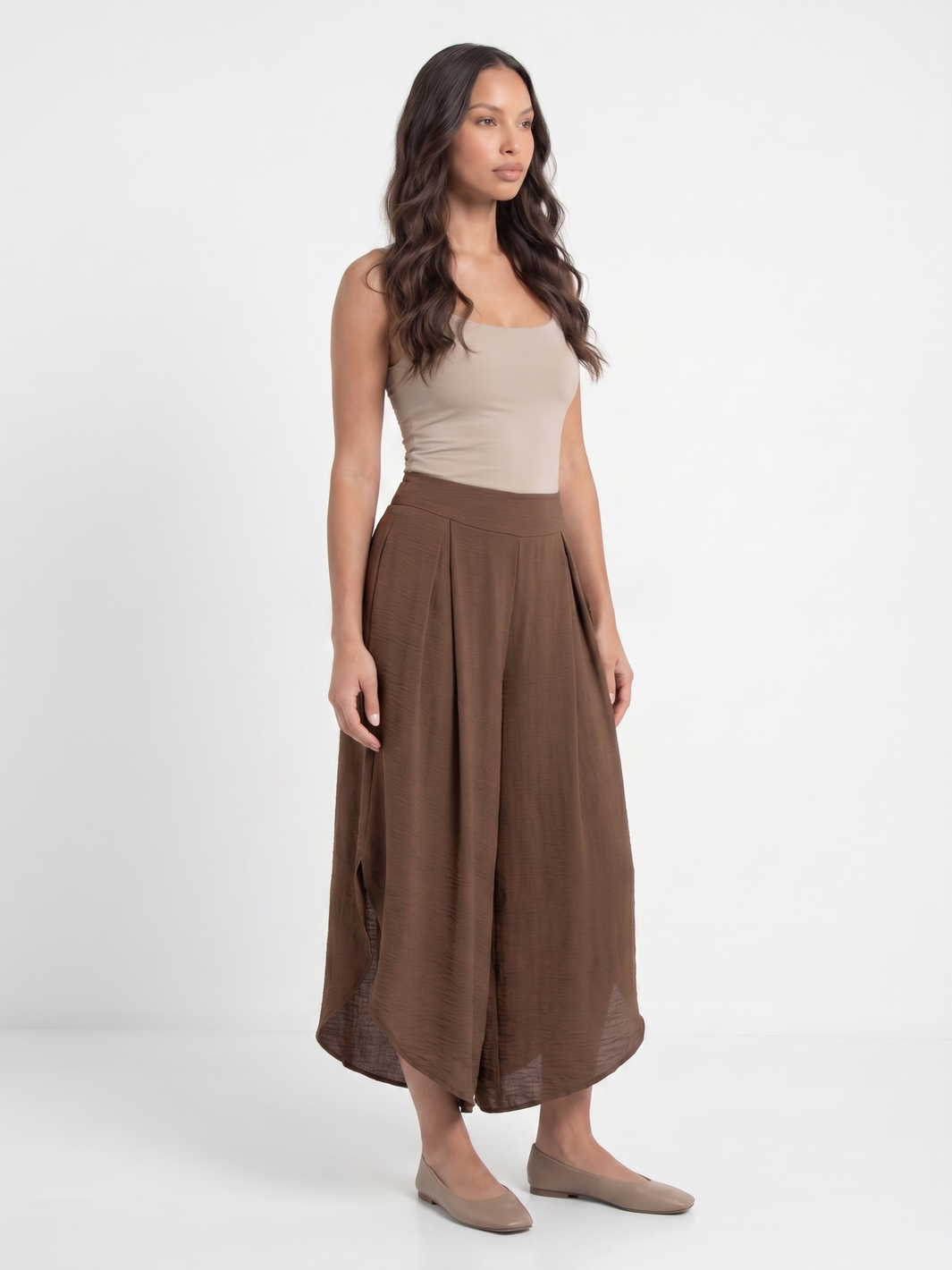 Wide Leg Culottes - Brown