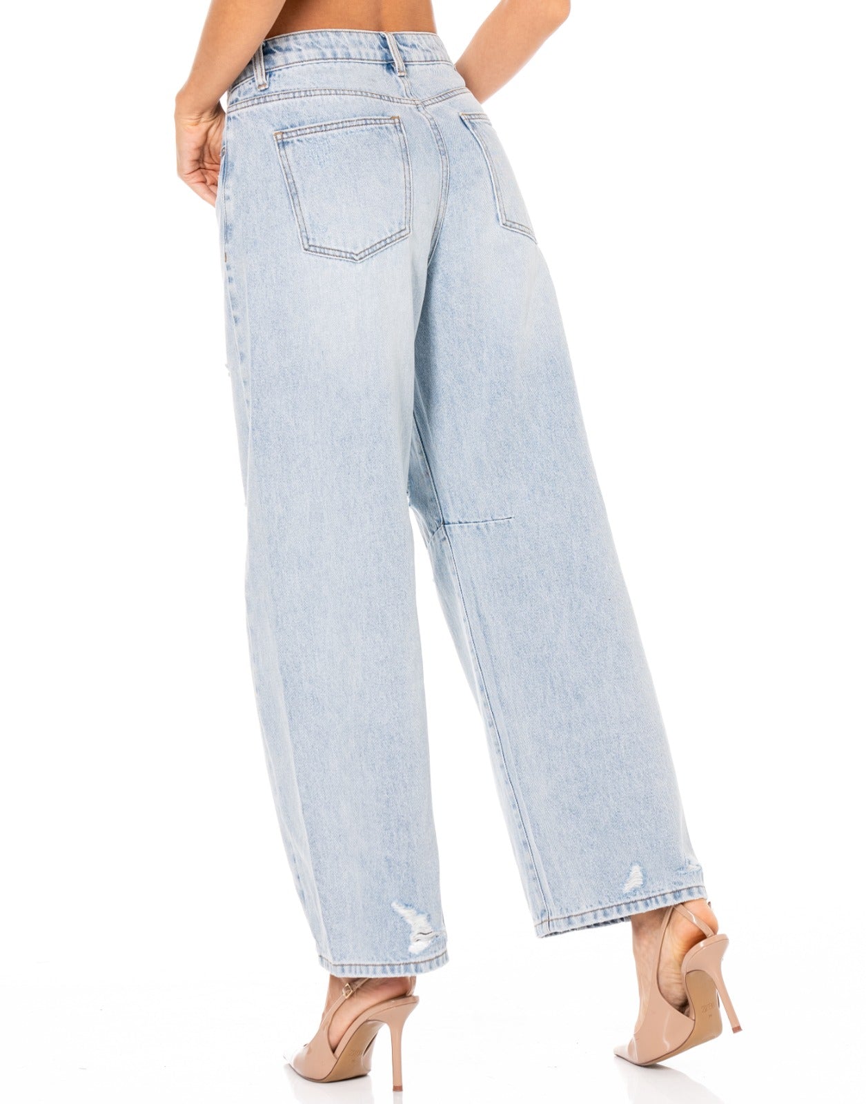 Lace Panel Jeans - Denim