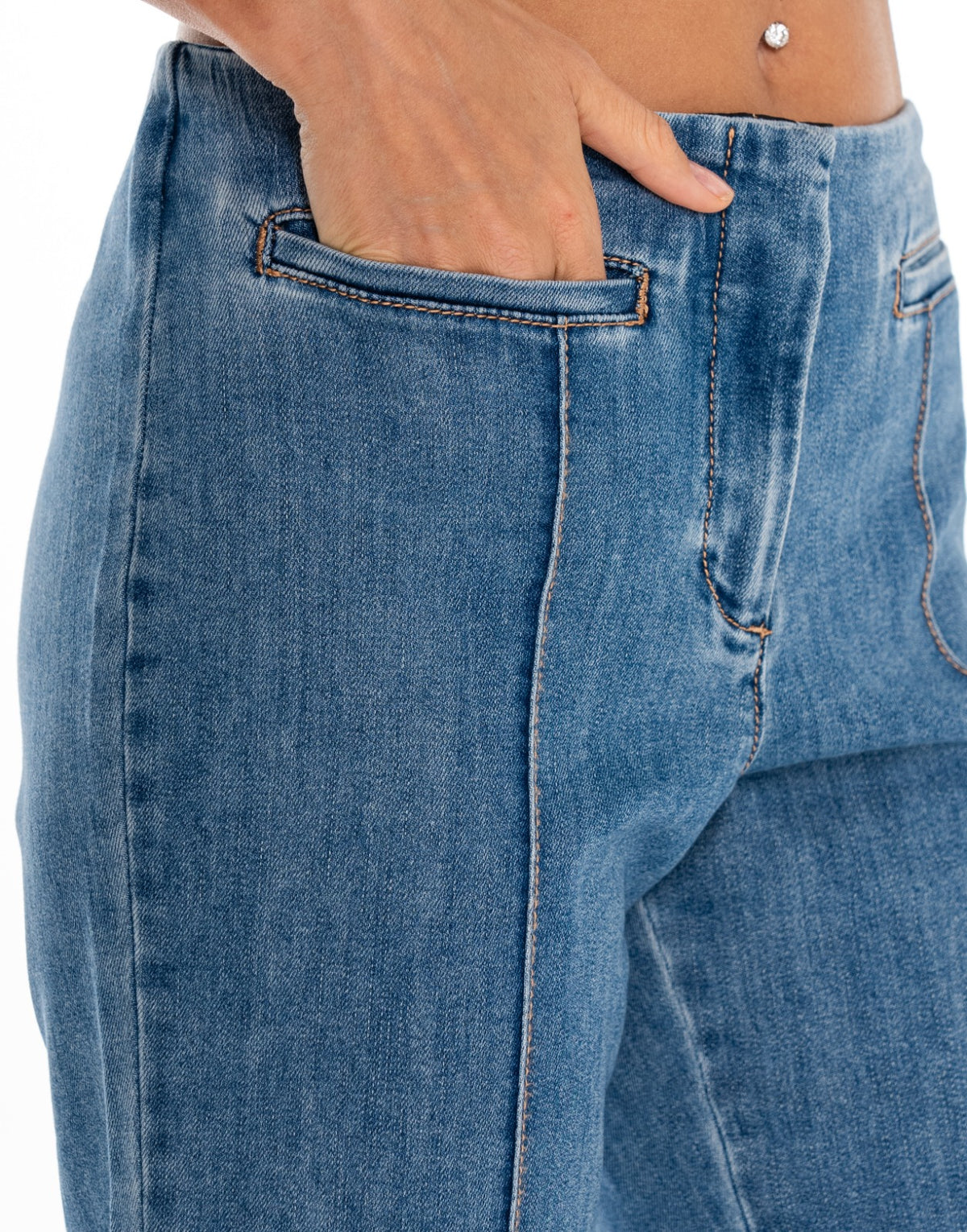 Denim Capri Shorts - Denim