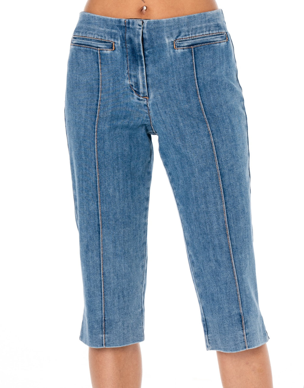 Denim Capri Shorts - Denim