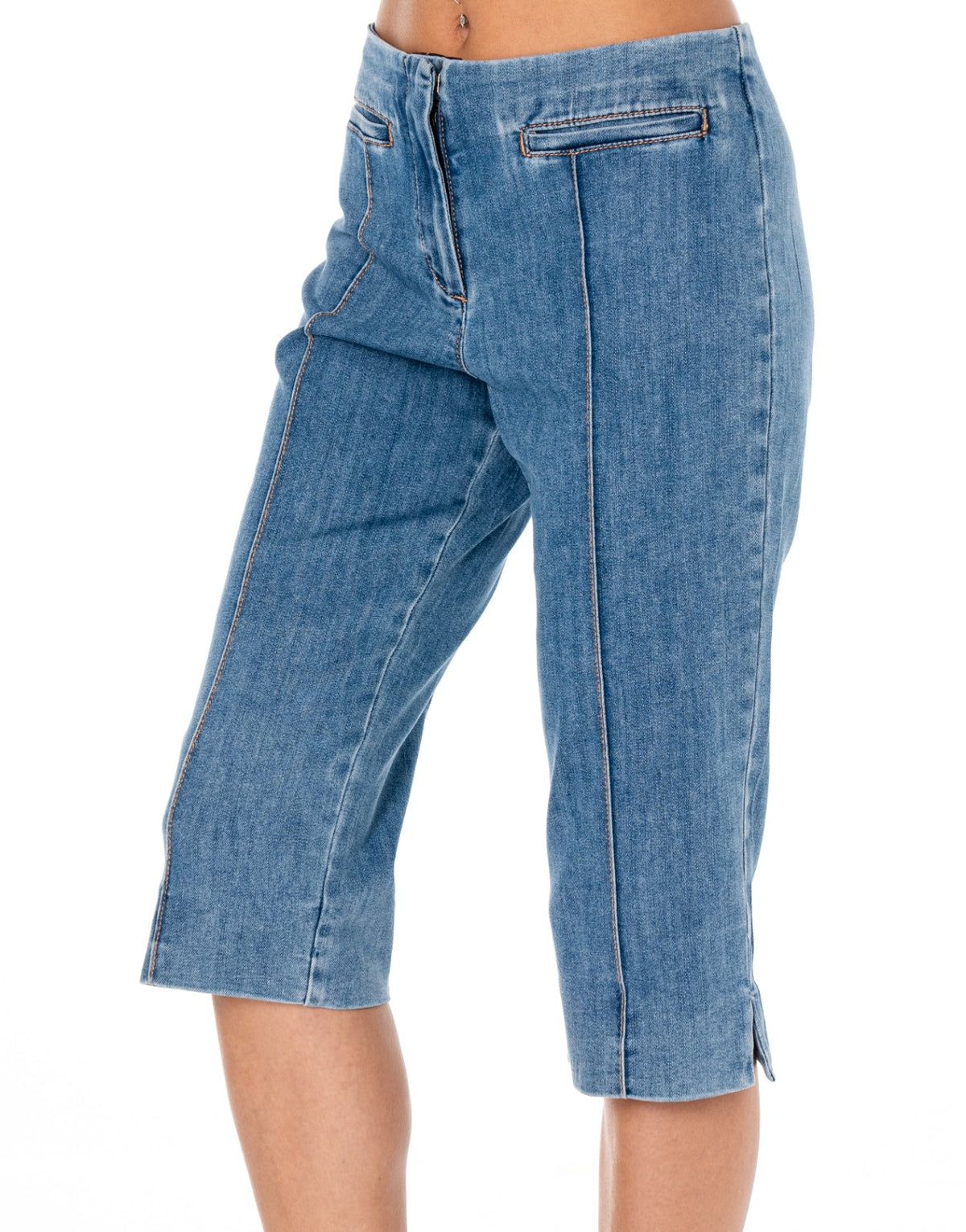 Denim Capri Shorts - Denim