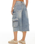 Cargo Denim Bermuda Shorts - Denim