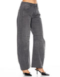 Croc Textured Barrel Leg Jeans - Grey