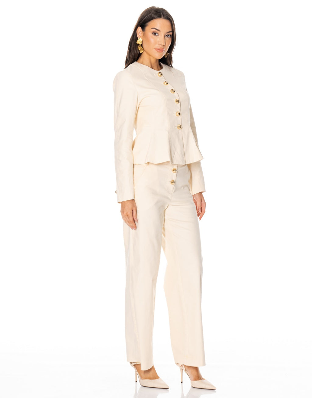 Wide Leg Trousers - Beige