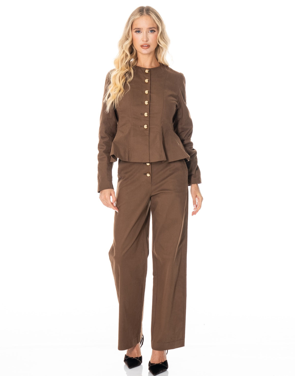 Wide Leg Trousers - Brown
