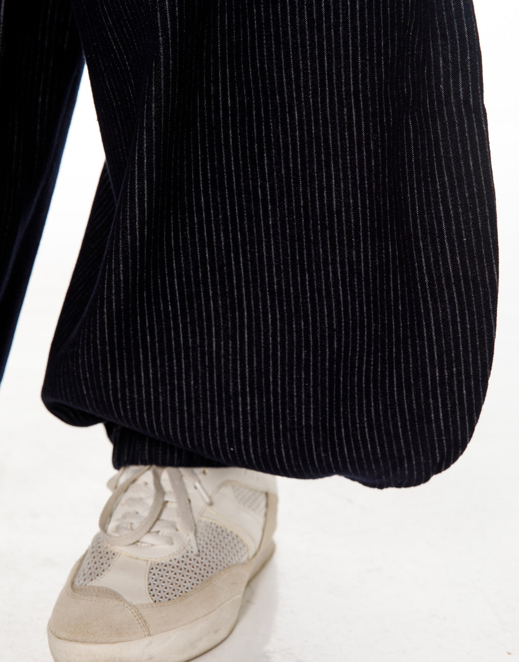 Pinstripe Denim Balloon Pants - Royal Blue