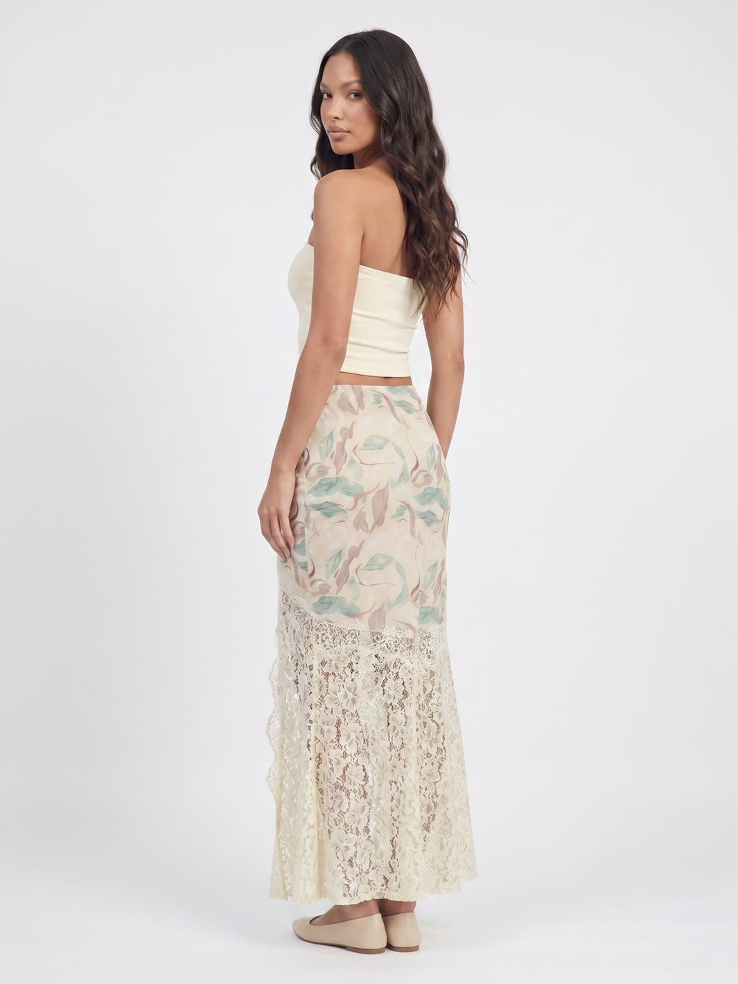 Strapless Crop Top And Maxi Skirt - Yellow