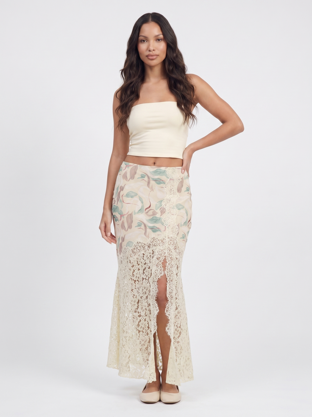 Strapless Crop Top And Maxi Skirt - Yellow