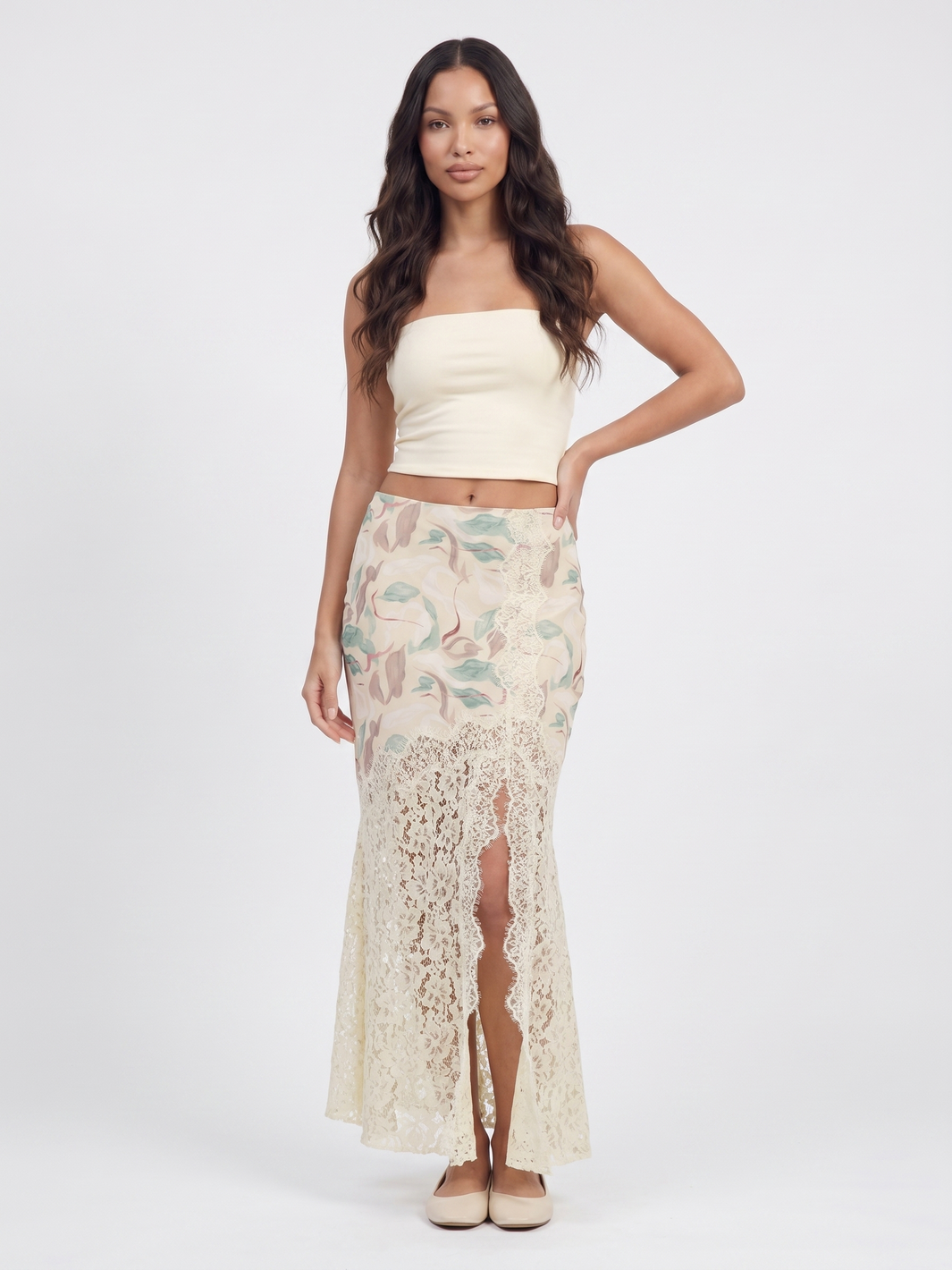 Strapless Crop Top And Maxi Skirt - Yellow