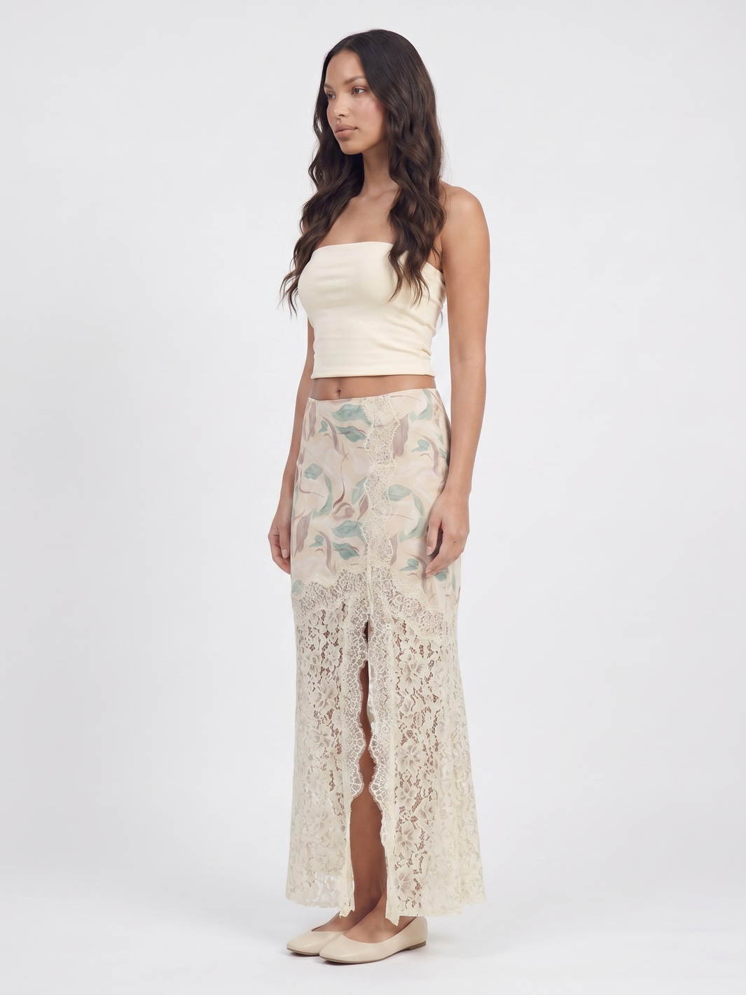 Strapless Crop Top And Maxi Skirt - Yellow