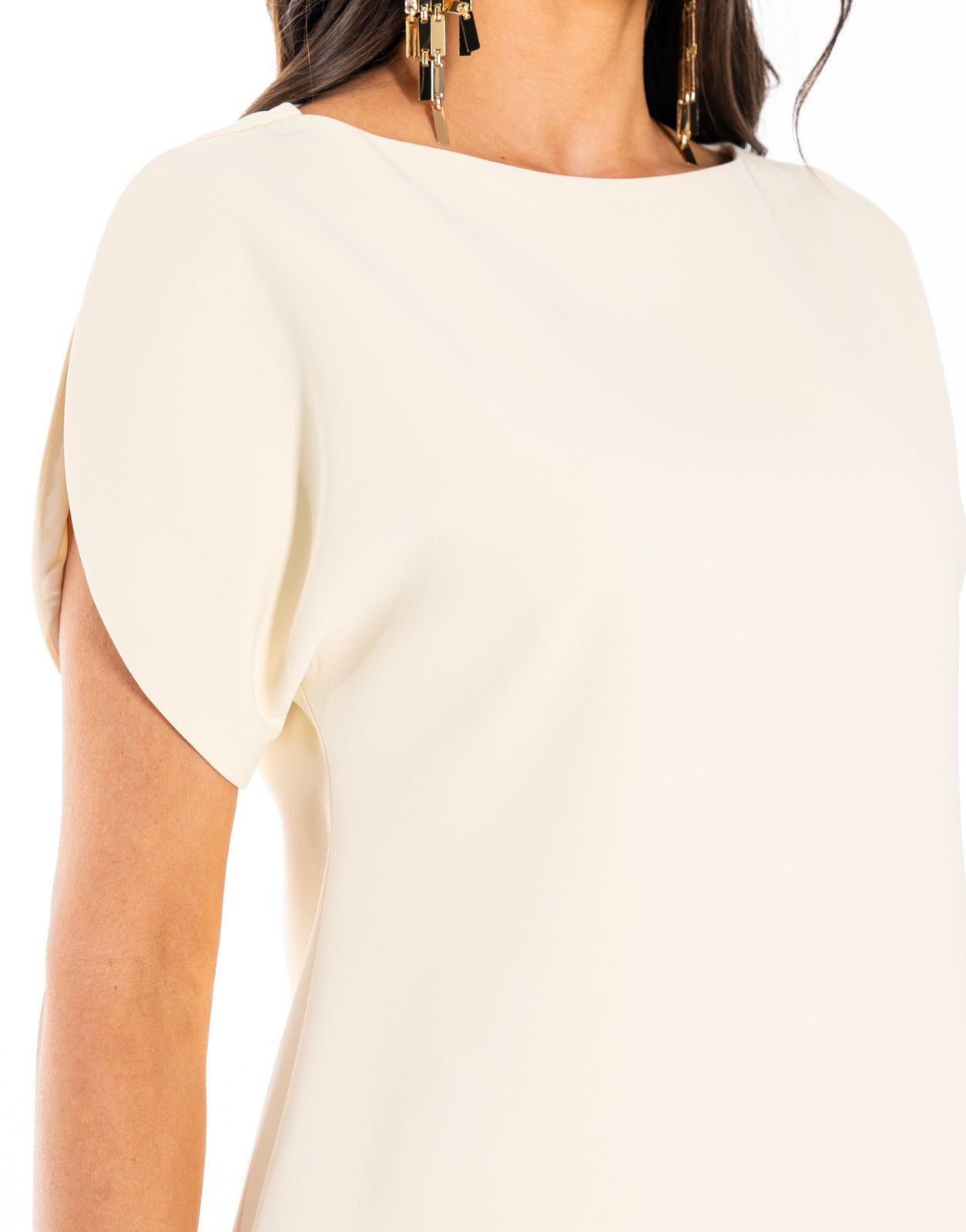 Boat Neck Two Piece Set - Beige