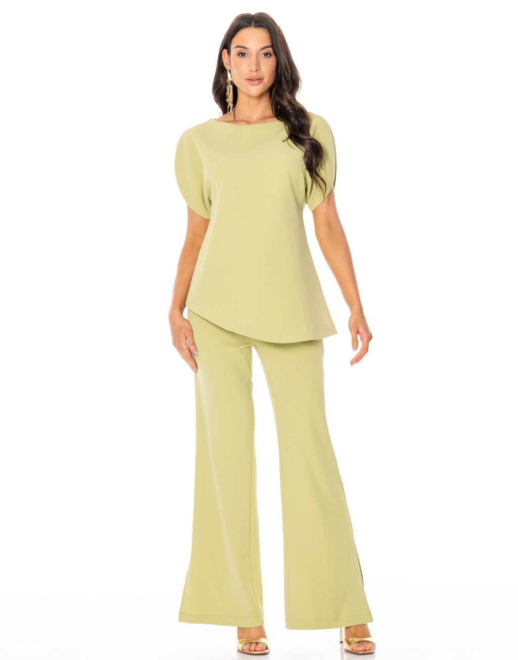 Boat Neck Two Piece Set - Green