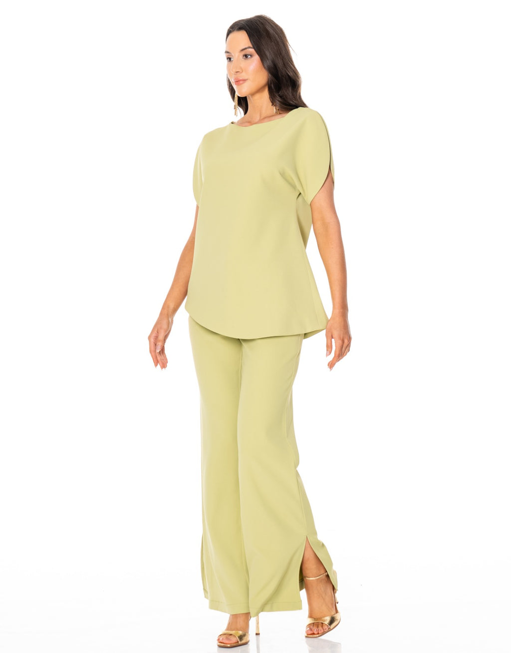 Boat Neck Two Piece Set - Green