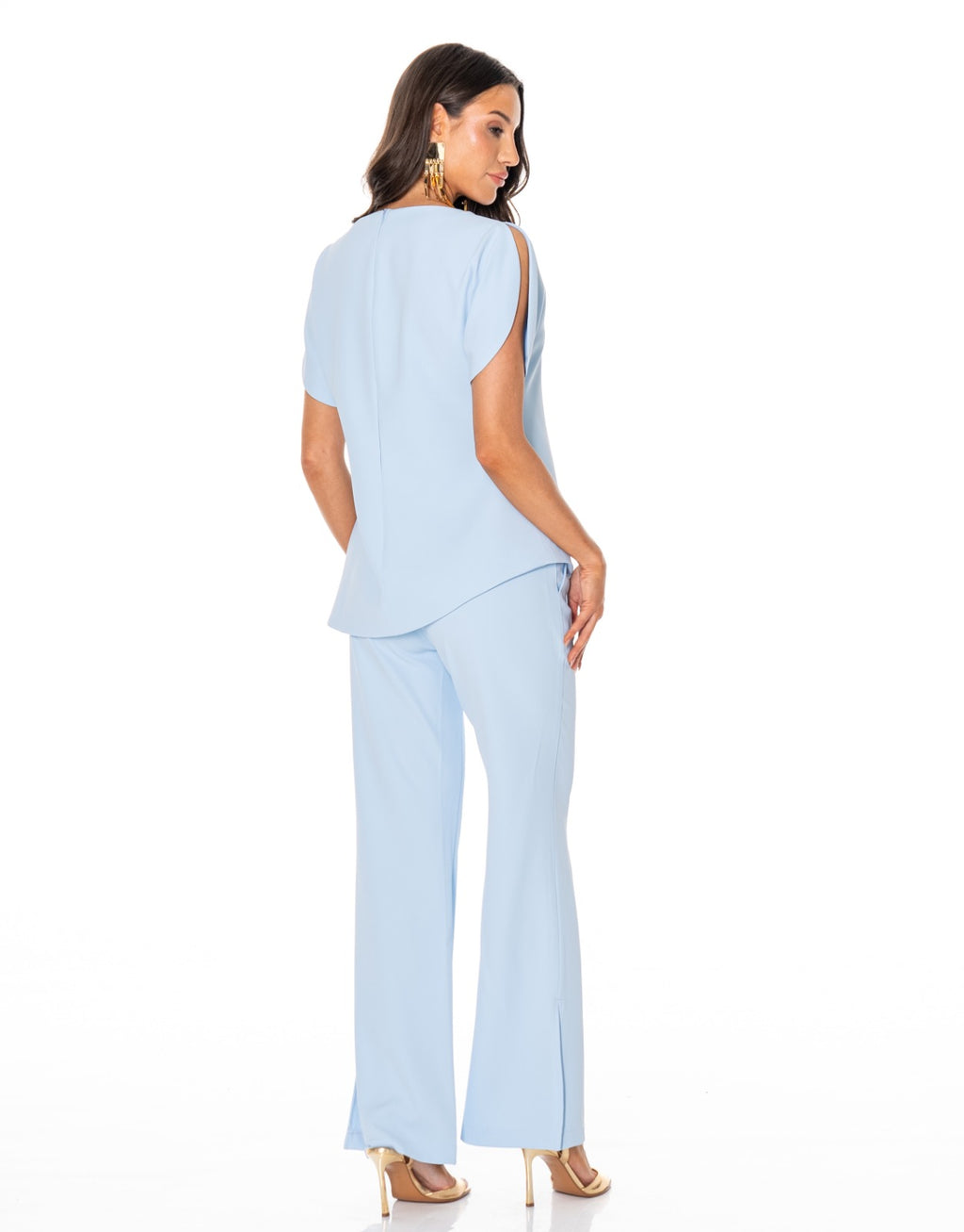 Boat Neck Two Piece Set - Light Blue