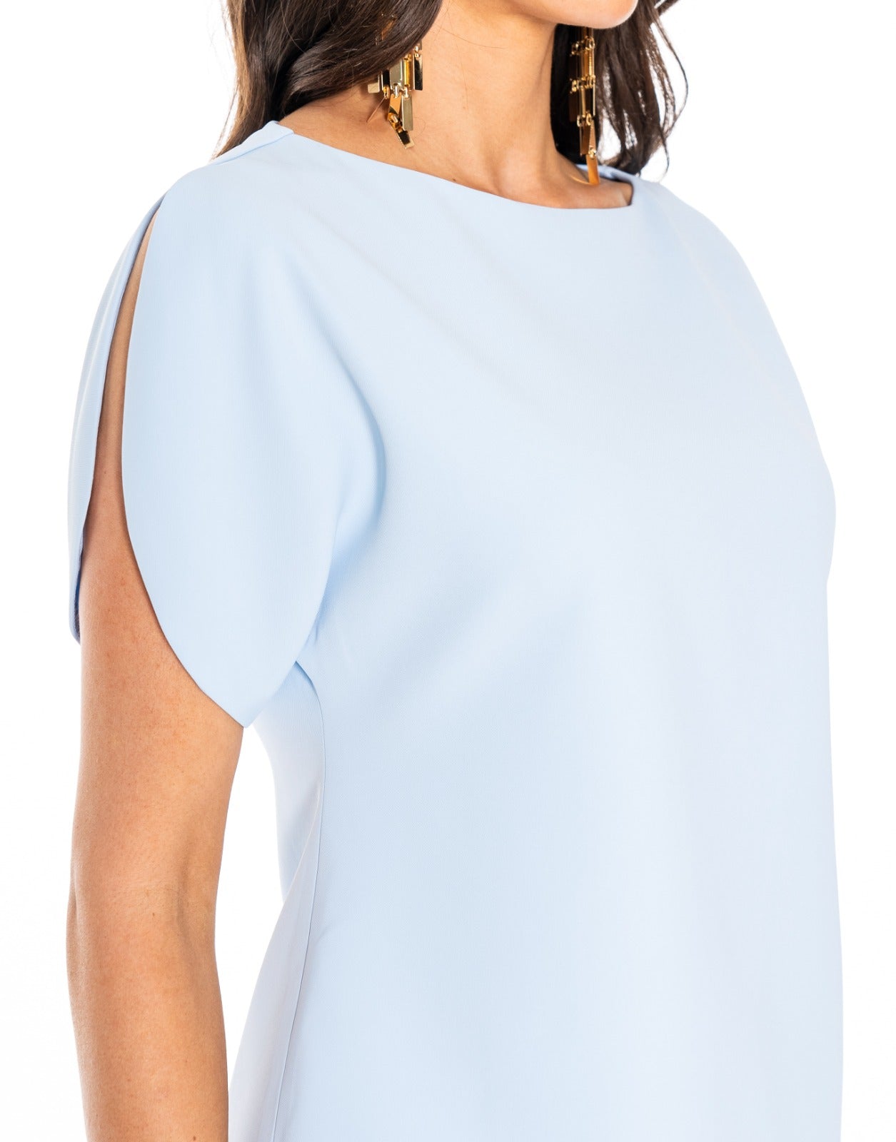 Boat Neck Two Piece Set - Light Blue