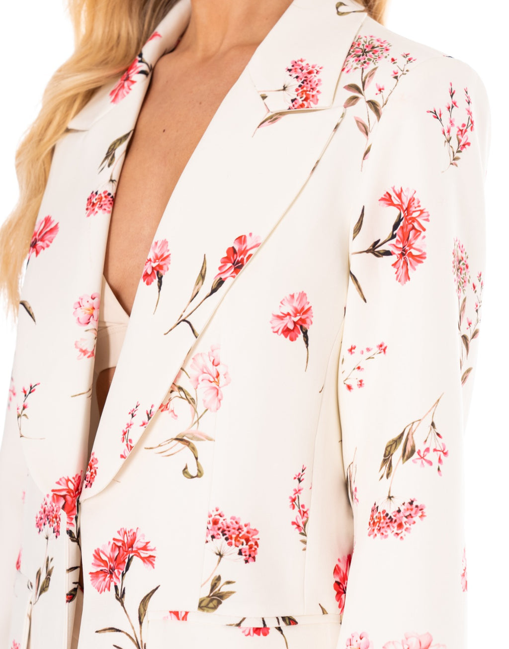 Floral Pajama Blazer Matching Set - White