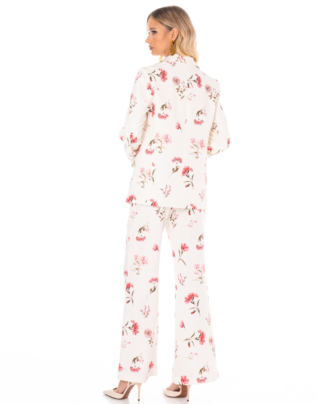 Floral Pajama Blazer Matching Set - White