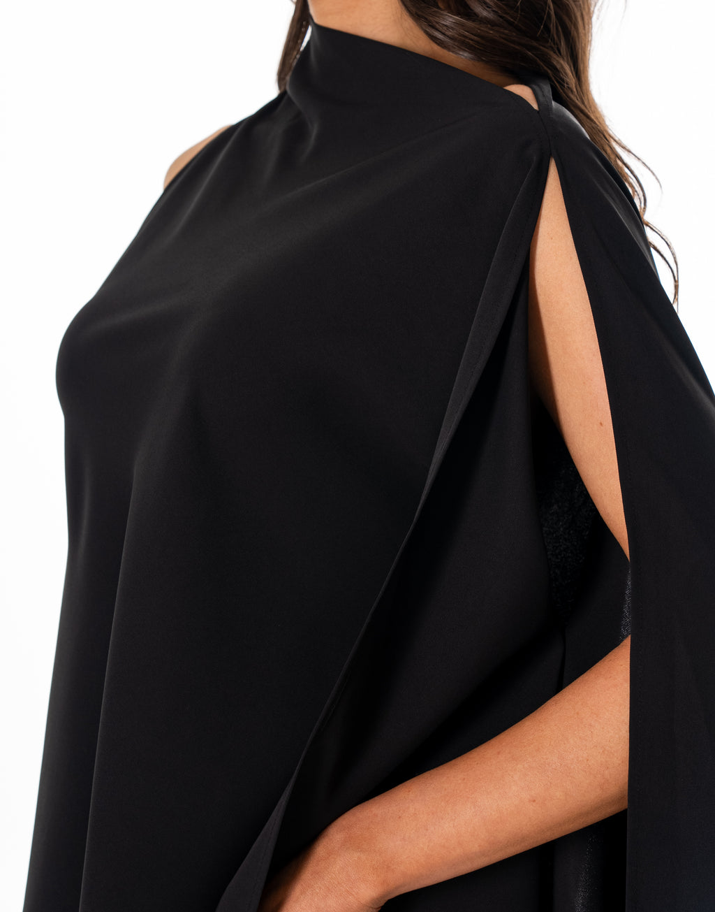 Sequin Cape Crop Two-Piece - Black