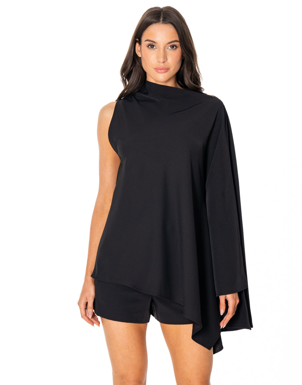 Sequin Cape Crop Two-Piece - Black