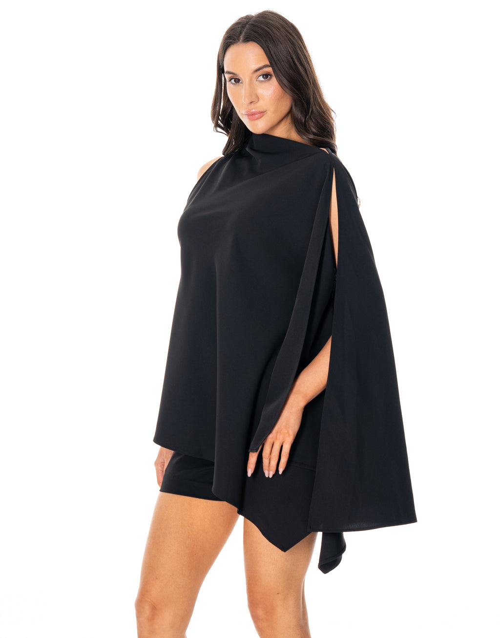 Sequin Cape Crop Two-Piece - Black