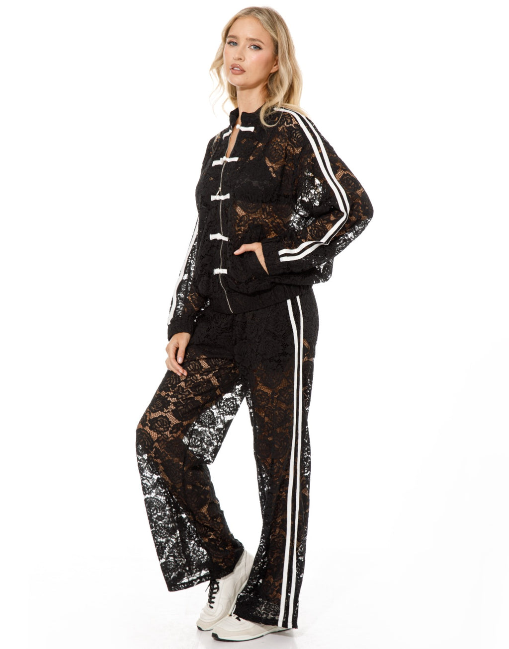 Lace Tracksuit Set - Black