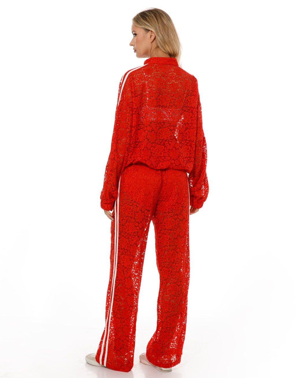 Lace Tracksuit Set - Red