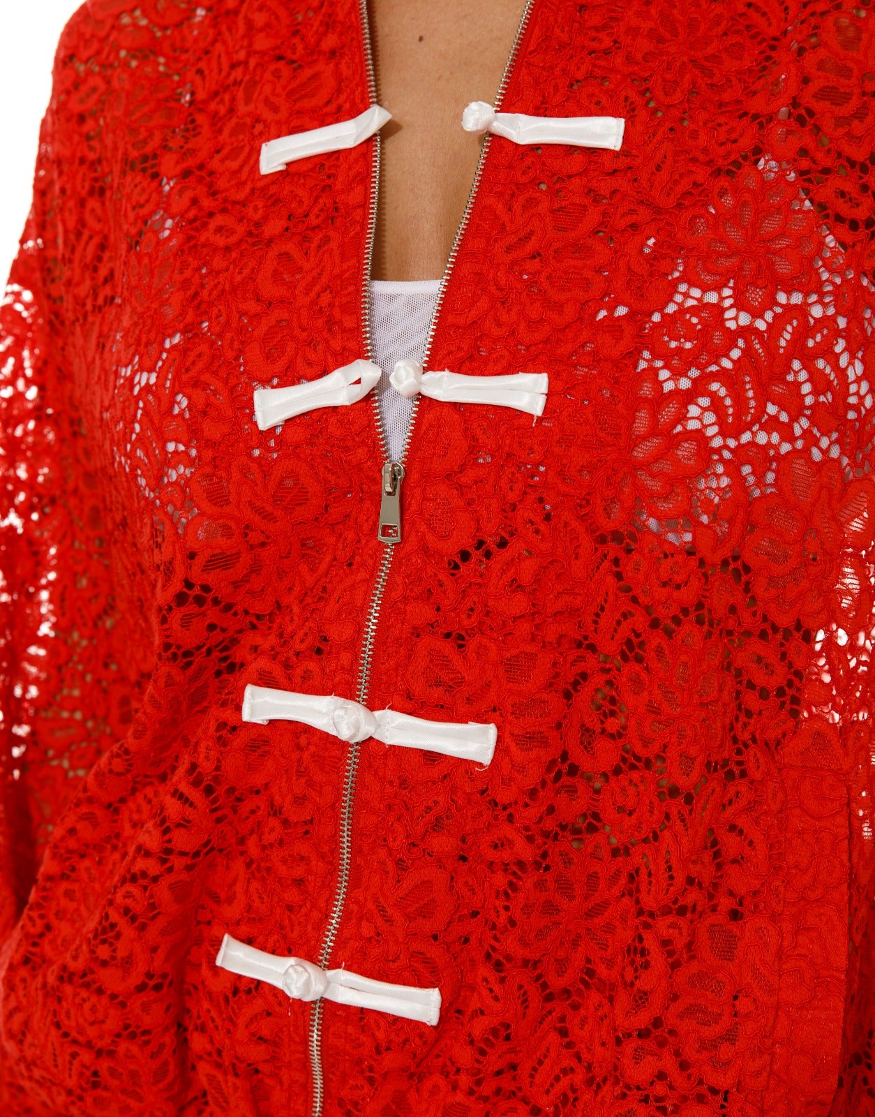 Lace Tracksuit Set - Red