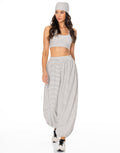 Striped Bandana Bra Harem Pant Set - White