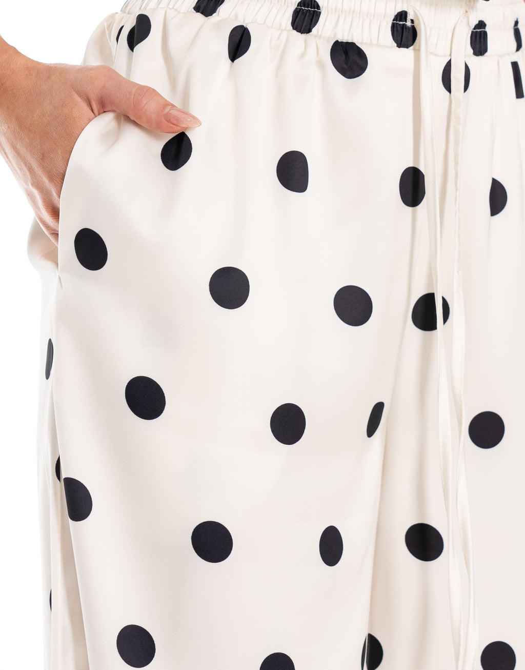 Polka Dot Cami Wide Leg Pant Set - Beige